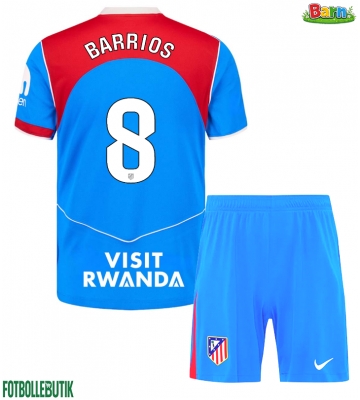 Atletico Madrid Pablo Barrios #8 Tredjeställ Barn 2025-26 Kortärmad (+ Korta byxor)
